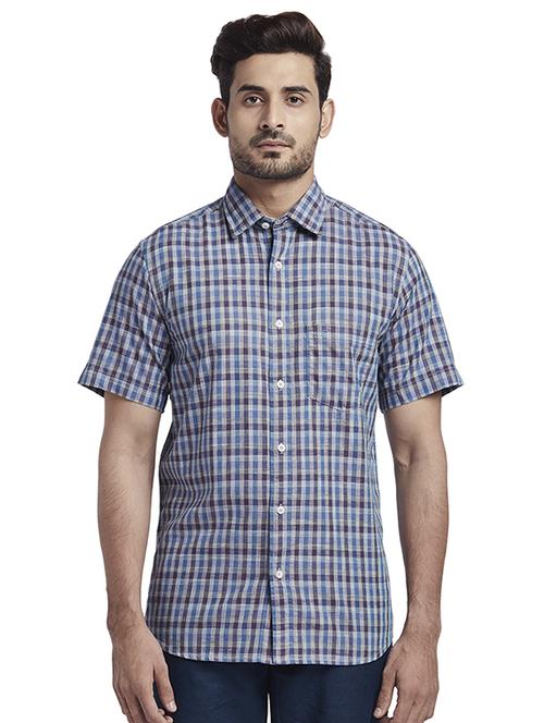 blue checkered casual shirt - 17767372 - Standard Image - 1