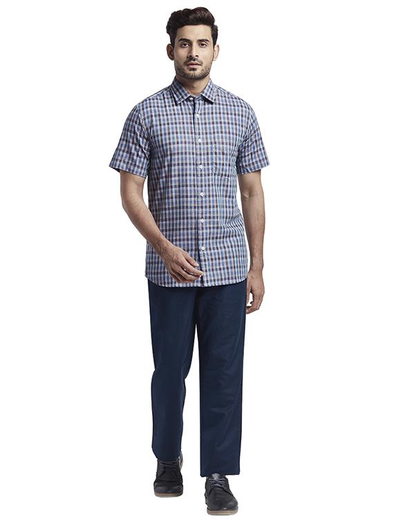 blue checkered casual shirt - 17767372 - Zoom Image - 4