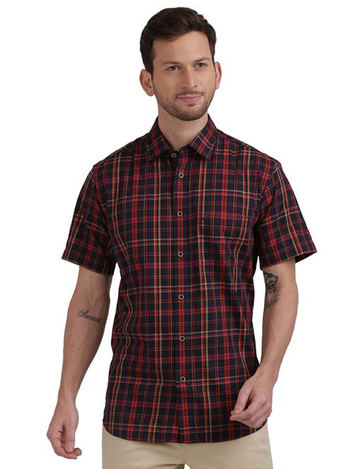 navy blue checkered casual shirt - 17767389 - Standard Image - 1