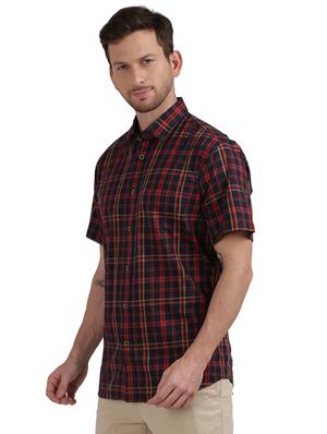 navy blue checkered casual shirt - 17767389 - Standard Image - 2