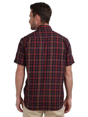 navy blue checkered casual shirt - 17767389 - Standard Image - 3