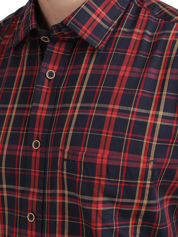 navy blue checkered casual shirt - 17767389 - Zoom Image - 5