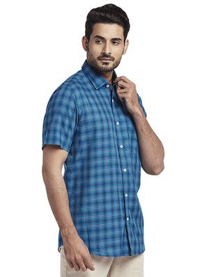 blue checkered casual shirt - 17767399 - Standard Image - 2