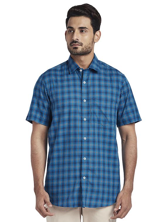 blue checkered casual shirt - 17767399 - Zoom Image - 1