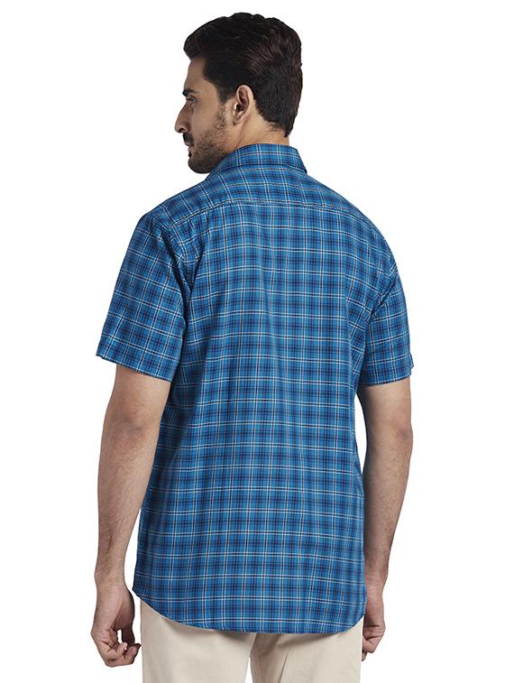 blue checkered casual shirt - 17767399 - Zoom Image - 3