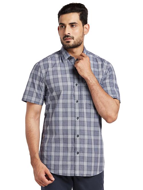 blue checkered casual shirt - 17767401 - Standard Image - 1