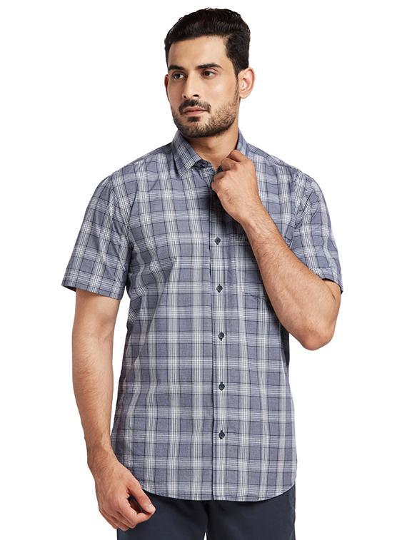 blue checkered casual shirt - 17767401 - Zoom Image - 1