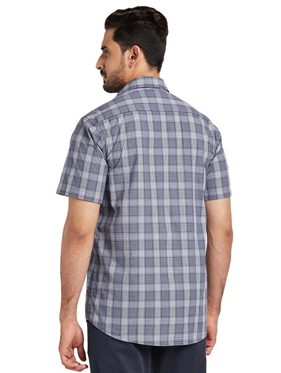 blue checkered casual shirt - 17767401 - Zoom Image - 3
