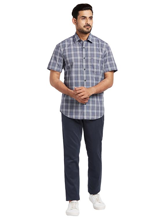 blue checkered casual shirt - 17767401 - Zoom Image - 4