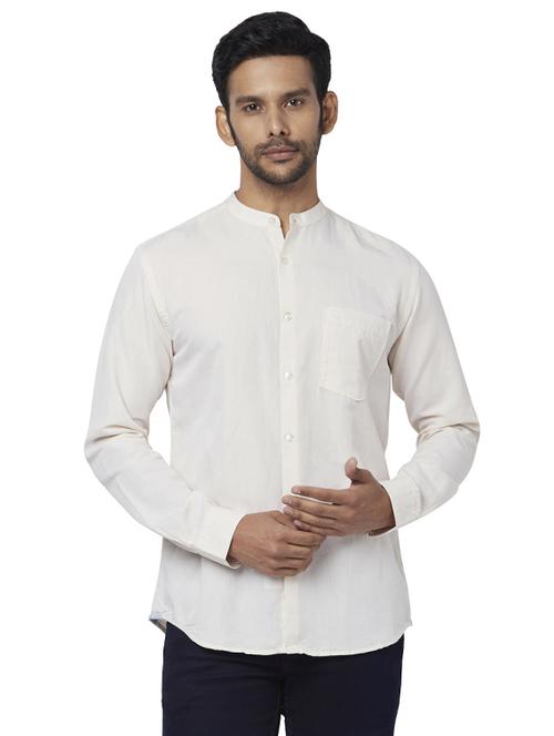 beige solid casual shirt - 17767432 - Standard Image - 1