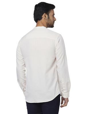 beige solid casual shirt - 17767432 - Standard Image - 3
