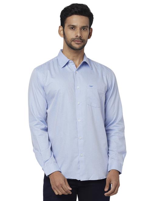 blue self design casual shirt - 17767442 - Standard Image - 1