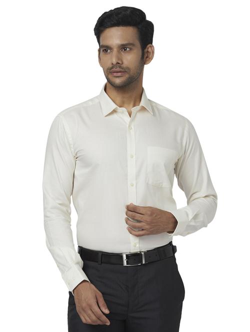 yellow self design formal shirt - 17767464 - Standard Image - 1