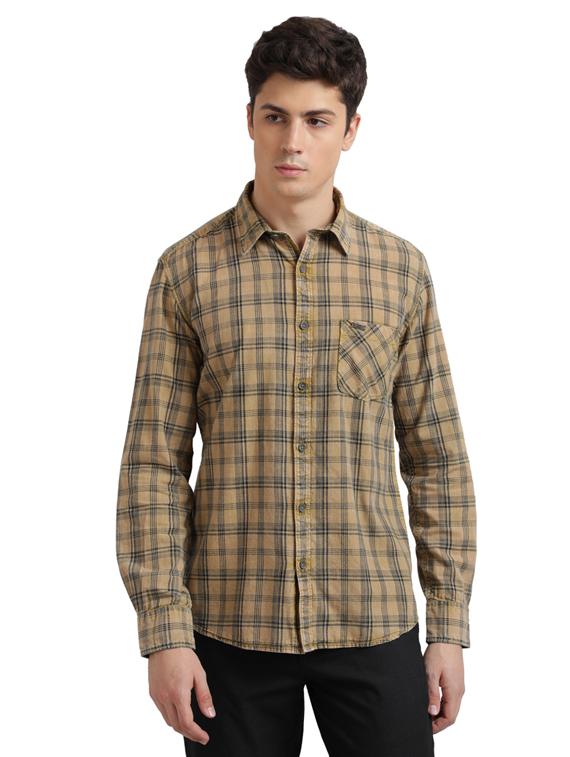 beige checkered casual shirt - 17767478 - Zoom Image - 1