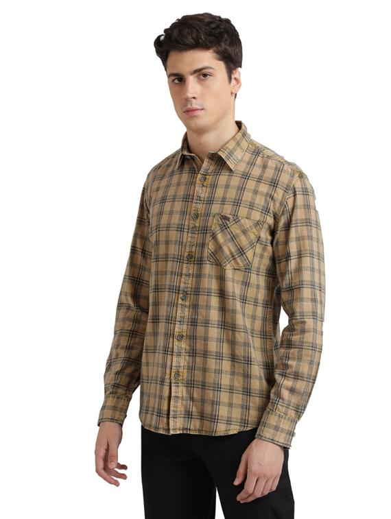 beige checkered casual shirt - 17767478 - Zoom Image - 2