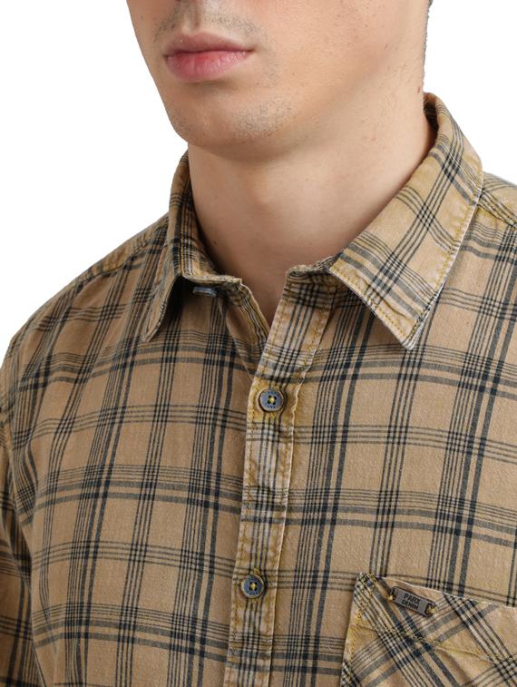 beige checkered casual shirt - 17767478 - Zoom Image - 5