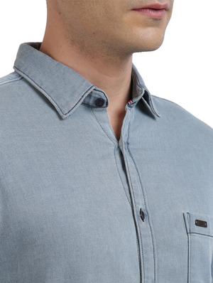 blue solid casual shirt - 17767483 - Standard Image - 5