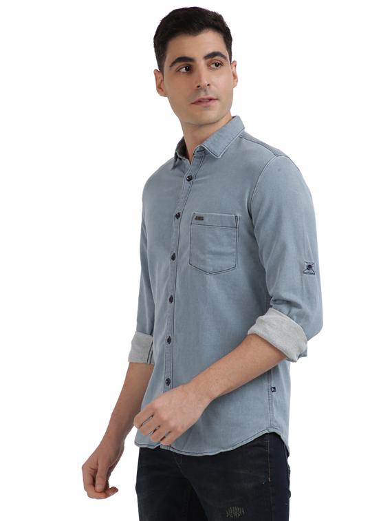 blue solid casual shirt - 17767483 - Zoom Image - 2