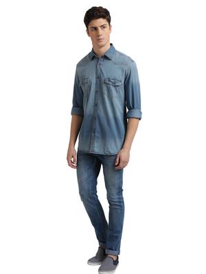 blue solid casual shirt - 17767486 - Standard Image - 4