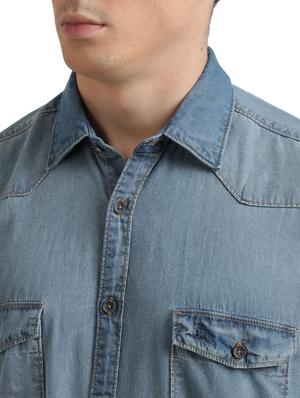 blue solid casual shirt - 17767486 - Standard Image - 5
