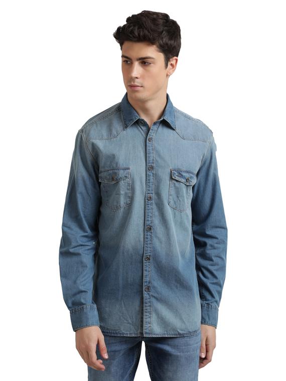 blue solid casual shirt - 17767486 - Zoom Image - 1