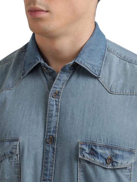 blue solid casual shirt - 17767486 - Zoom Image - 5