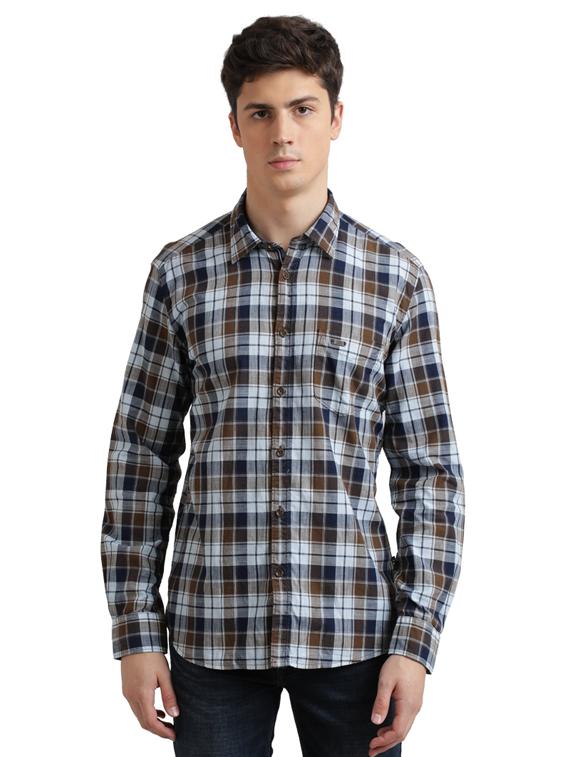 blue checkered casual shirt - 17767492 - Zoom Image - 1