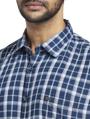 blue checkered casual shirt - 17767494 - Standard Image - 5