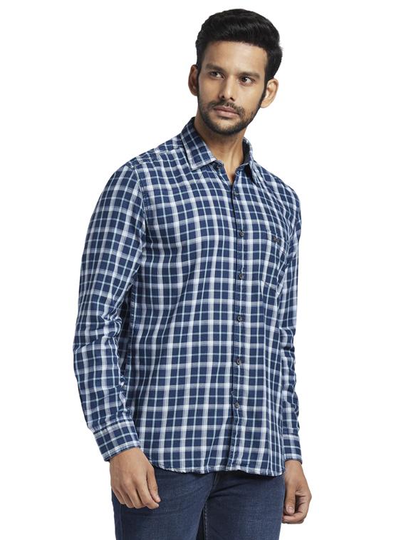 blue checkered casual shirt - 17767494 - Zoom Image - 2