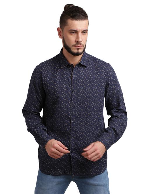 blue printed casual shirt - 17767533 - Standard Image - 1