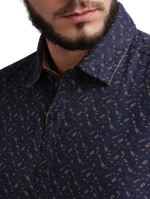 blue printed casual shirt - 17767533 - Standard Image - 5