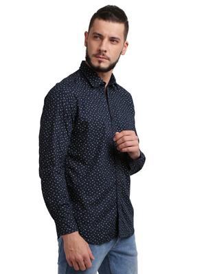 blue printed casual shirt - 17767540 - Standard Image - 2