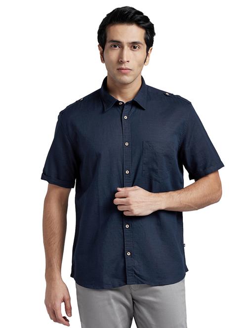 blue solid casual shirt - 17767545 - Standard Image - 1