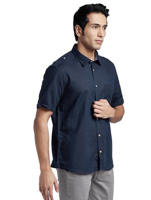 blue solid casual shirt - 17767545 - Standard Image - 2