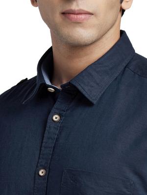 blue solid casual shirt - 17767545 - Standard Image - 5