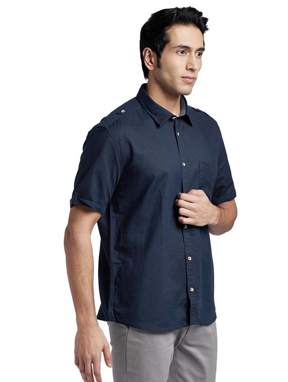 blue solid casual shirt - 17767545 - Zoom Image - 2