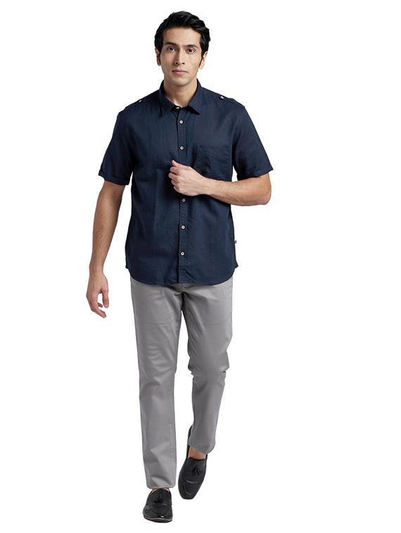 blue solid casual shirt - 17767545 - Zoom Image - 4