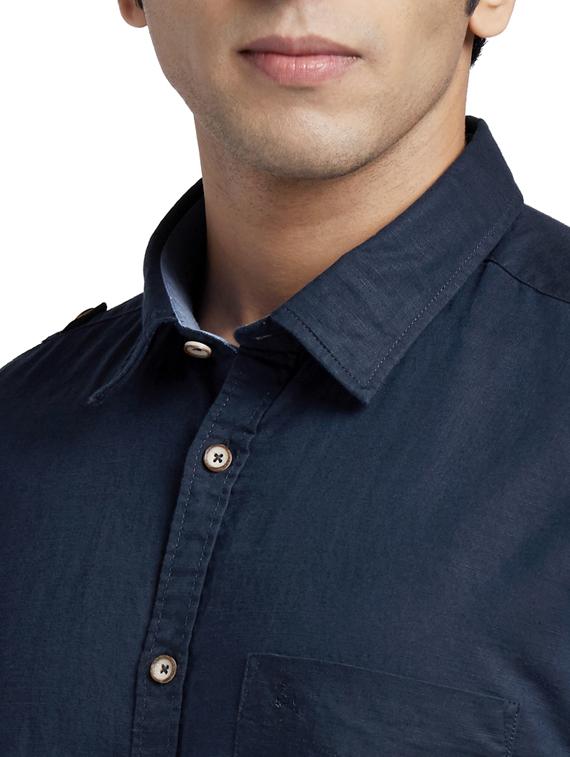 blue solid casual shirt - 17767545 - Zoom Image - 5