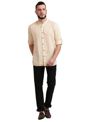 beige solid casual shirt - 17767553 - Standard Image - 4