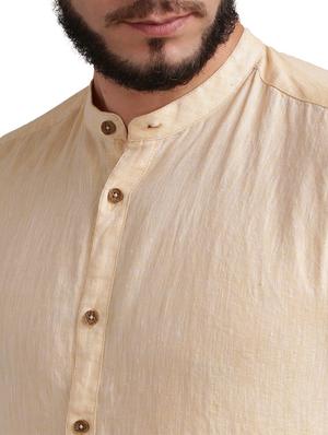 beige solid casual shirt - 17767553 - Standard Image - 5