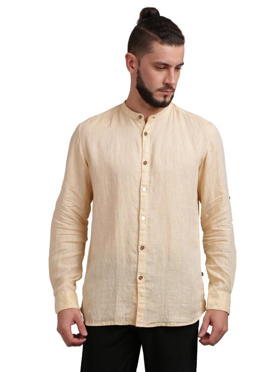 beige solid casual shirt - 17767553 - Zoom Image - 1