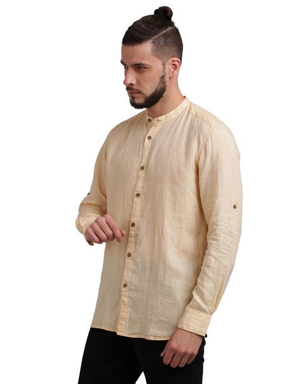 beige solid casual shirt - 17767553 - Zoom Image - 2