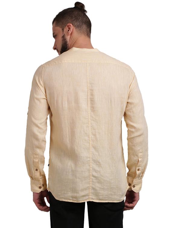 beige solid casual shirt - 17767553 - Zoom Image - 3