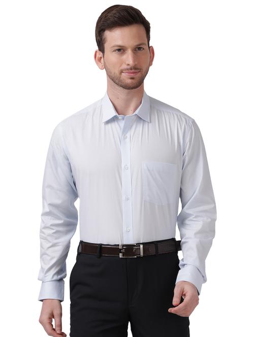 blue solid formal shirt - 17767570 - Standard Image - 1