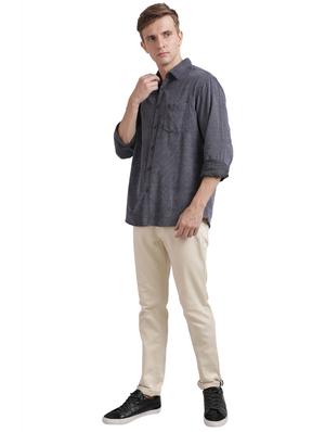 blue solid casual shirt - 17767593 - Standard Image - 4