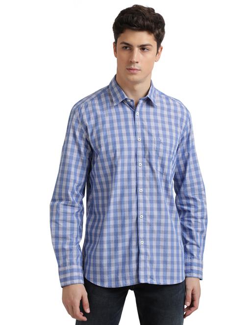 blue checkered casual shirt - 17767606 - Standard Image - 1