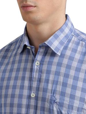blue checkered casual shirt - 17767606 - Standard Image - 5
