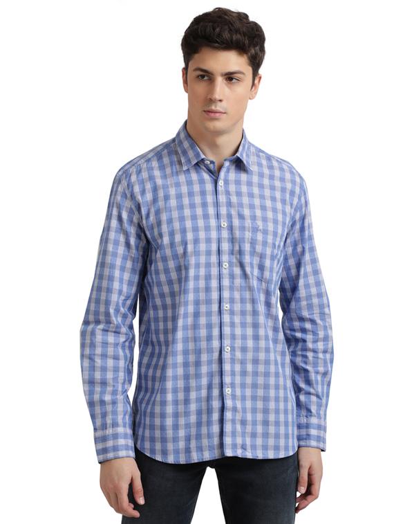 blue checkered casual shirt - 17767606 - Zoom Image - 1