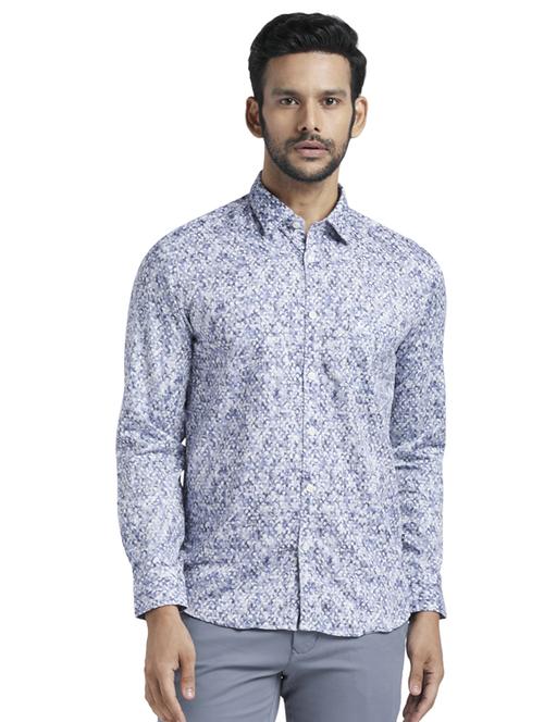 blue printed casual shirt - 17767610 - Standard Image - 1