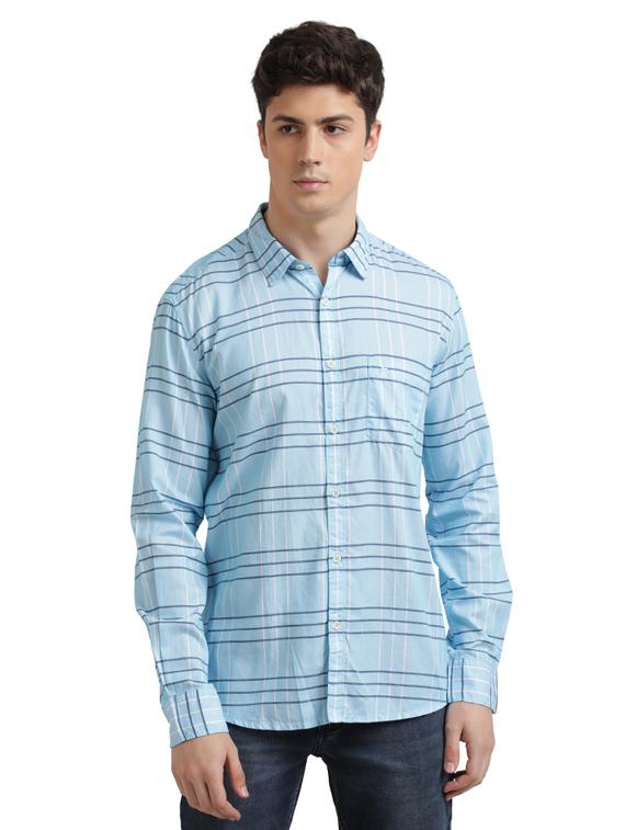 blue checkered casual shirt - 17767613 - Zoom Image - 1